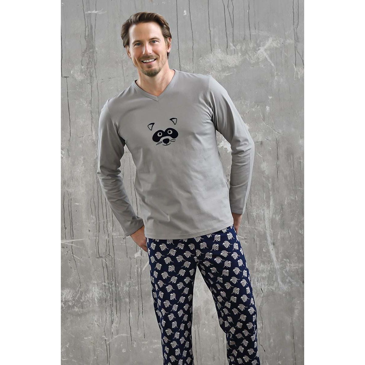 Blauwe heren pyjama wasbeer Gratis verzending | Online de mooiste pyjama's, nachthemden, ondermode en meer