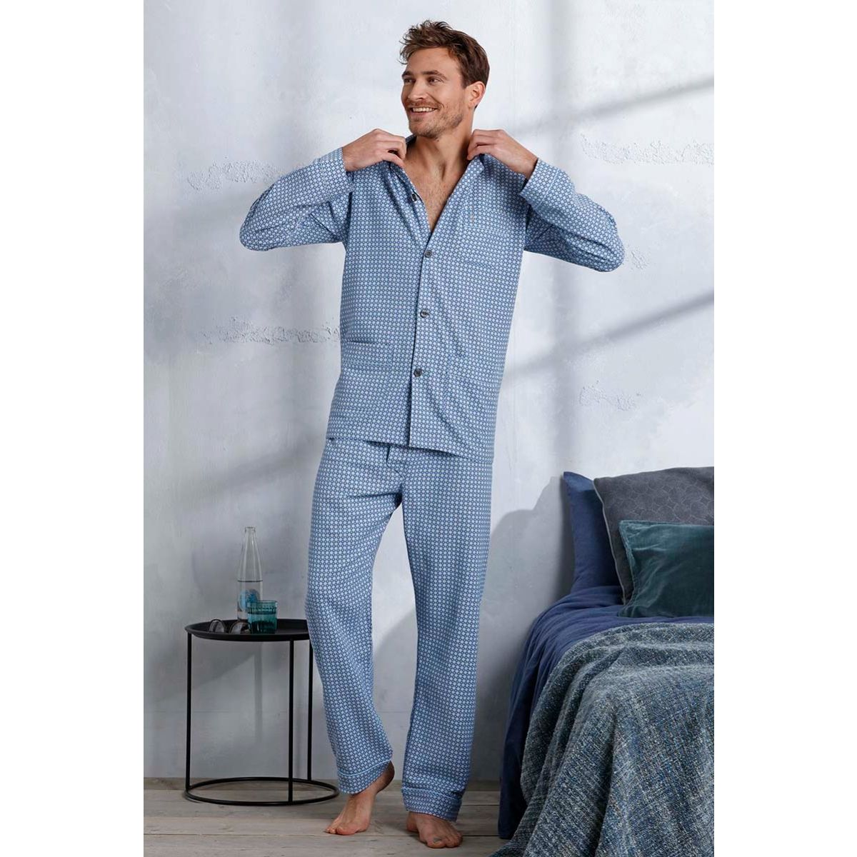 officieel Mammoet Kruiden Flanellen doorknoop heren pyjama blauw | Gratis verzending en retour |  Online de mooiste pyjama's, nachthemden, ondermode en meer