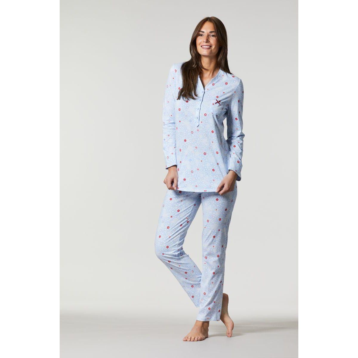 Aarde Lee Spaans Blauwe met rode Ringella pyjama | Gratis verzending Pyjama-webshop | Online  de mooiste pyjama's, nachthemden en meer