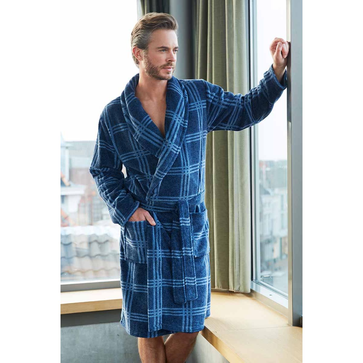 Verdraaiing heel fijn vonk Heren badjas blauw geruit Pastunette | Gratis verzending | Online de  mooiste pyjama's, nachthemden, ondermode en meer