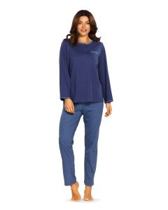 Katoenen pyjama Comtessa marineblauw